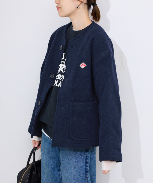 DANTON（ダントン）の「DANTON/ダントン COLLARLESS JACKET DT-A0013（ブルゾン・レディース・ネイビー/ベージュ・MEDIUM/SMALL）」の21枚目の写真