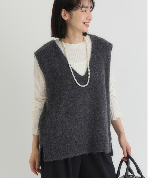 セール】【HONEYSUCKLE ROSE】ブークレニットベスト（ニット/セーター