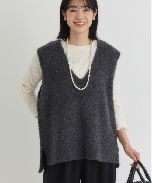 Right-on（ライトオン）の「【HONEYSUCKLE ROSE】ブークレニットベスト（ニット/セーター・レディース・ダークグレー/キナリ/ライトグレー・S/M/L）」の19枚目の写真