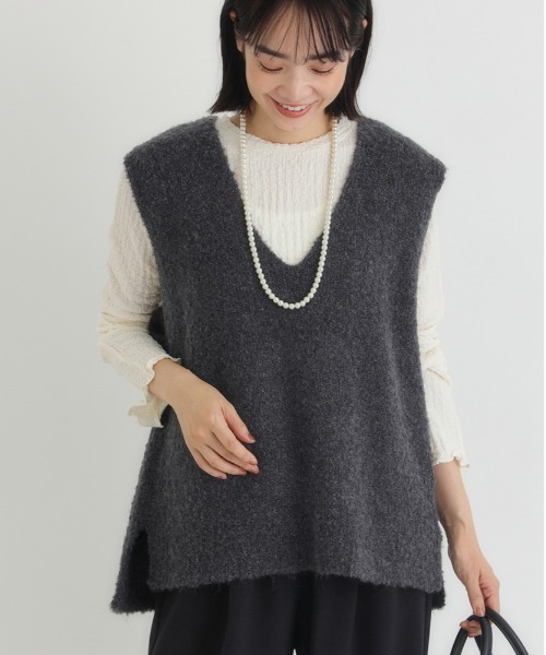 Right-on（ライトオン）の「【HONEYSUCKLE ROSE】ブークレニットベスト（ニット/セーター・レディース・ダークグレー/キナリ/ライトグレー・S/M/L）」の20枚目の写真