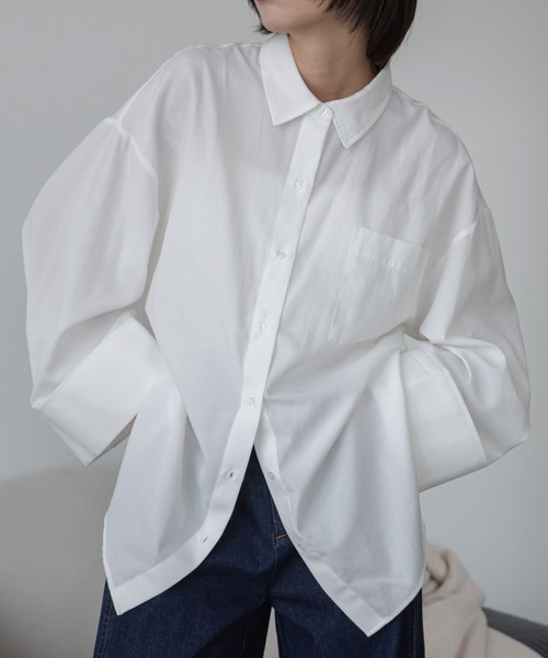 VACANCY（ヴァカンシー）の「ワイドスリーブオーバーシャツ（シャツ/ブラウス・レディース・ホワイト/グレー/ブラック・FREE）」の5枚目の写真