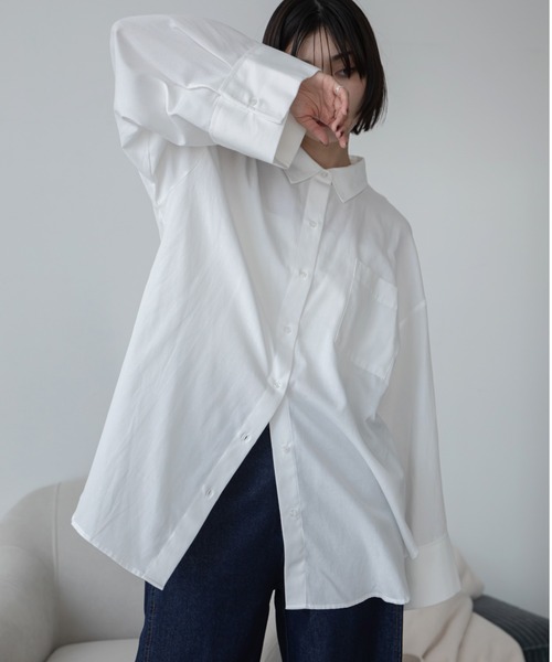 VACANCY（ヴァカンシー）の「ワイドスリーブオーバーシャツ（シャツ/ブラウス・レディース・ホワイト/グレー/ブラック・FREE）」の4枚目の写真