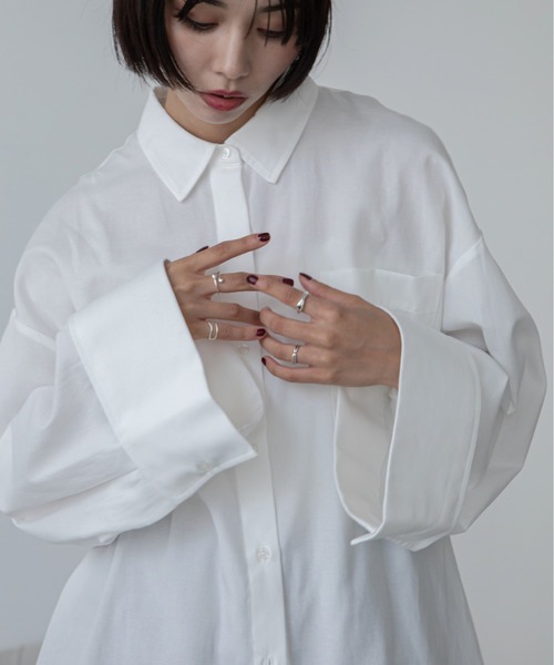VACANCY（ヴァカンシー）の「ワイドスリーブオーバーシャツ（シャツ/ブラウス・レディース・ホワイト/グレー/ブラック・FREE）」の7枚目の写真