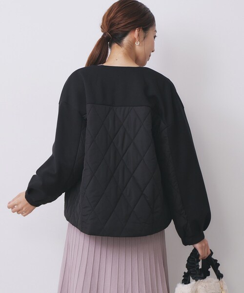 index(インデックス)の「キルティング切替ノーカラーブルゾン【洗濯機OK】(ブルゾン・レディース・ブラック/ナチュラル・36/38/40)」の4枚目の写真