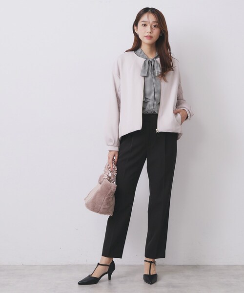 index(インデックス)の「キルティング切替ノーカラーブルゾン【洗濯機OK】(ブルゾン・レディース・ブラック/ナチュラル・36/38/40)」の8枚目の写真