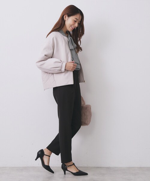 キルティング切替ノーカラーブルゾン【洗濯機OK】（ブルゾン）｜index