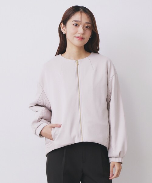 index(インデックス)の「キルティング切替ノーカラーブルゾン【洗濯機OK】(ブルゾン・レディース・ブラック/ナチュラル・36/38/40)」の11枚目の写真