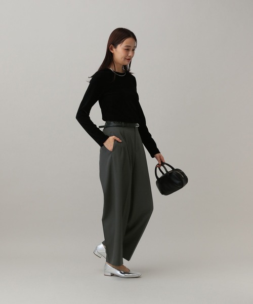 GLOBAL WORK(グローバルワーク)の「MATINEE LINE/ツイルストレッチ/ワイドパンツ/583770(その他パンツ・レディース・ダークグレー/ブラウン系その他/ライトベージュ・LARGE/SMALL/MEDIUM)」の5枚目の写真