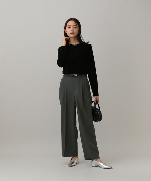 GLOBAL WORK(グローバルワーク)の「MATINEE LINE/ツイルストレッチ/ワイドパンツ/583770(その他パンツ・レディース・ダークグレー/ブラウン系その他/ライトベージュ・LARGE/SMALL/MEDIUM)」の6枚目の写真