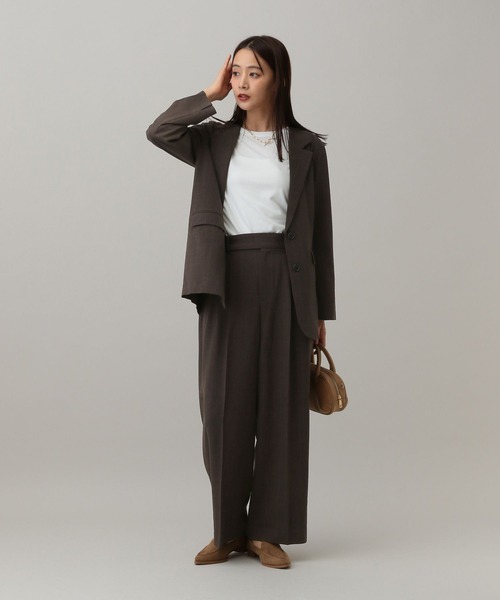 GLOBAL WORK(グローバルワーク)の「MATINEE LINE/ツイルストレッチ/ワイドパンツ/583770(その他パンツ・レディース・ダークグレー/ブラウン系その他/ライトベージュ・LARGE/SMALL/MEDIUM)」の15枚目の写真