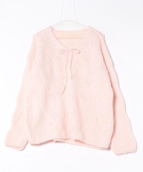 セール】ネックリボン ビッグシルエットニットプルオーバー（ニット