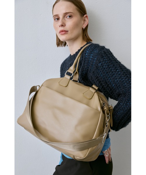 un/neu（アンノイ）の「ダブルジップラウンドボストン / 11inch（タブレット、iPad）対応（ボストンバッグ・レディース・ブラウン/ベージュ/ブラック・FREE）」の8枚目の写真