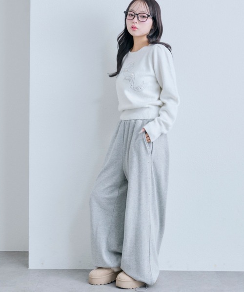 OLIVE des OLIVE（オリーブデオリーブ）の「キラキラリボンニット（ニット/セーター・レディース・オフホワイト/サックスブルー/ブラック/ピンク/ラベンダー・FREE）」の16枚目の写真