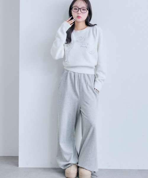 OLIVE des OLIVE（オリーブデオリーブ）の「キラキラリボンニット（ニット/セーター・レディース・オフホワイト/サックスブルー/ブラック/ピンク/ラベンダー・FREE）」の15枚目の写真