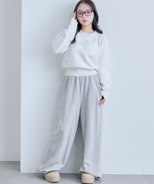 OLIVE des OLIVE（オリーブデオリーブ）の「キラキラリボンニット（ニット/セーター・レディース・オフホワイト/サックスブルー/ブラック/ピンク/ラベンダー・FREE）」の17枚目の写真