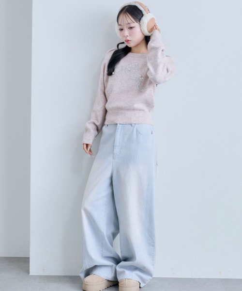 OLIVE des OLIVE（オリーブデオリーブ）の「キラキラリボンニット（ニット/セーター・レディース・オフホワイト/サックスブルー/ブラック/ピンク/ラベンダー・FREE）」の21枚目の写真