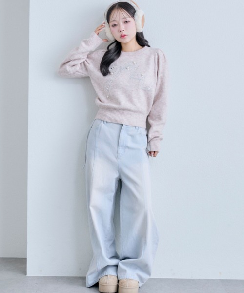 OLIVE des OLIVE（オリーブデオリーブ）の「キラキラリボンニット（ニット/セーター・レディース・オフホワイト/サックスブルー/ブラック/ピンク/ラベンダー・FREE）」の22枚目の写真