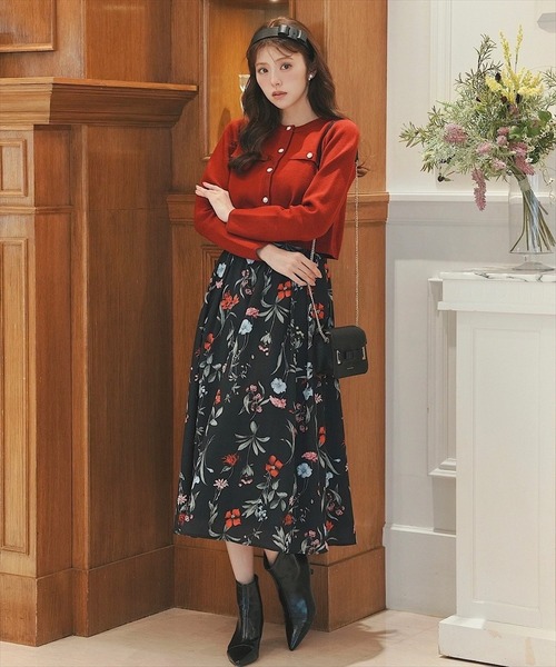 SWINGLE（スウィングル）の「パールボタンクルーネックニットカーディガン（カーディガン/ボレロ・レディース・オフホワイト/レッド/ブラック/ライトグレー・FREE）」の8枚目の写真