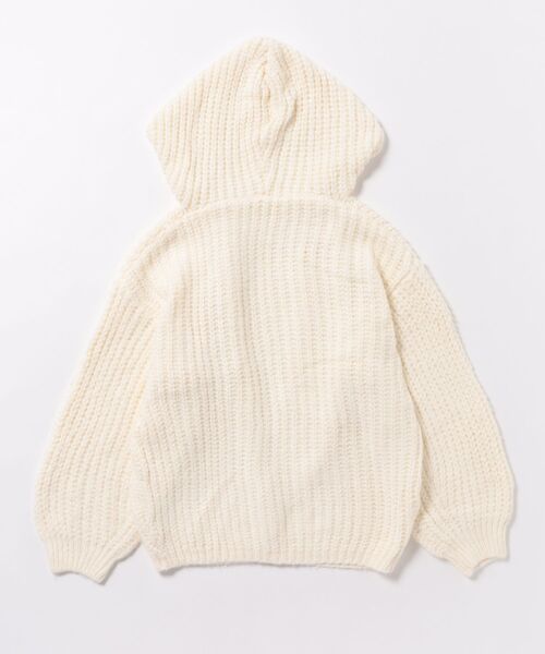 フード付きベージュニットカーディガン フード付オーバーサイズニットカーディガン／モカ・ベージュ