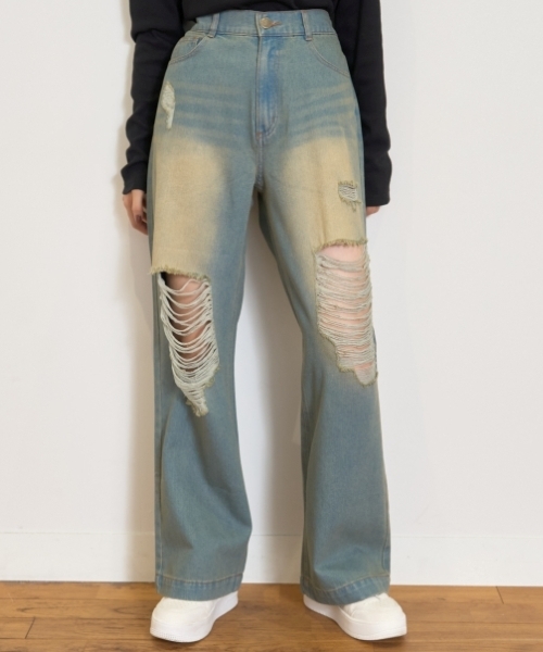 LOVETOXIC（ラブトキシック）の「【LTXC】ダメージデニムワイドパンツ（その他パンツ・キッズ・ライトブルー/ネイビー/サックスブルー/グレー/ブルー・L:160cm/130cm/M:150cm/S:140cm）」の5枚目の写真