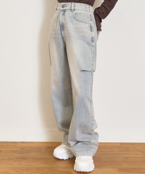 LOVETOXIC（ラブトキシック）の「【LTXC】ダメージデニムワイドパンツ（その他パンツ・キッズ・ライトブルー/ネイビー/サックスブルー/グレー/ブルー・L:160cm/130cm/M:150cm/S:140cm）」の6枚目の写真