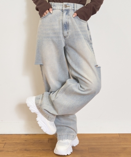 LOVETOXIC（ラブトキシック）の「【LTXC】ダメージデニムワイドパンツ（その他パンツ・キッズ・ライトブルー/ネイビー/サックスブルー/グレー/ブルー・L:160cm/130cm/M:150cm/S:140cm）」の8枚目の写真