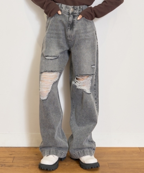 LOVETOXIC（ラブトキシック）の「【LTXC】ダメージデニムワイドパンツ（その他パンツ・キッズ・ライトブルー/ネイビー/サックスブルー/グレー/ブルー・L:160cm/130cm/M:150cm/S:140cm）」の10枚目の写真