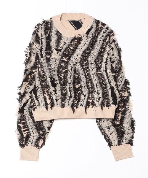 blackmeans アイボリー フリンジ付きニット blackmeans アイボリー フリンジ付きニット Cute fringe wide