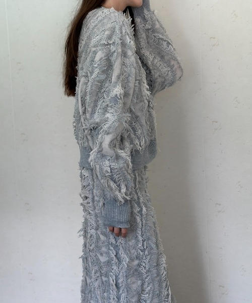 Per sist ence（パーシエンス）の「MIXフリンジニットプルオーバー（ニット/セーター・レディース・ブラウン/ベージュ系/ブラック/ネイビー/グレー・ONE SIZE）」の7枚目の写真