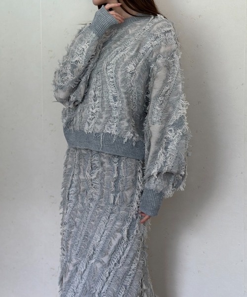 Per sist ence（パーシエンス）の「MIXフリンジニットプルオーバー（ニット/セーター・レディース・ブラウン/ベージュ系/ブラック/ネイビー/グレー・ONE SIZE）」の10枚目の写真