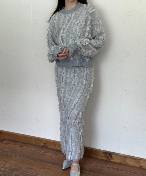 Per sist ence（パーシエンス）の「MIXフリンジニットプルオーバー（ニット/セーター・レディース・ブラウン/ベージュ系/ブラック/ネイビー/グレー・ONE SIZE）」の14枚目の写真