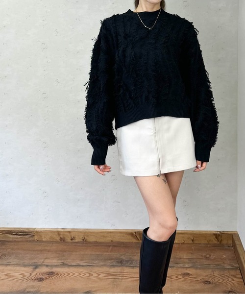 セール】MIXフリンジニットプルオーバー（ニット/セーター