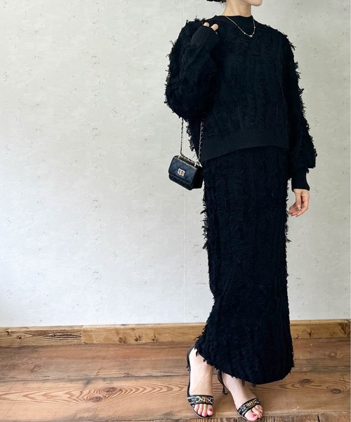 Per sist ence（パーシエンス）の「MIXフリンジニットプルオーバー（ニット/セーター・レディース・ブラウン/ベージュ系/ブラック/ネイビー/グレー・ONE SIZE）」の21枚目の写真