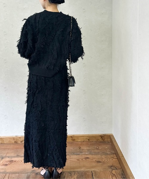 Per sist ence（パーシエンス）の「MIXフリンジニットプルオーバー（ニット/セーター・レディース・ブラウン/ベージュ系/ブラック/ネイビー/グレー・ONE SIZE）」の20枚目の写真