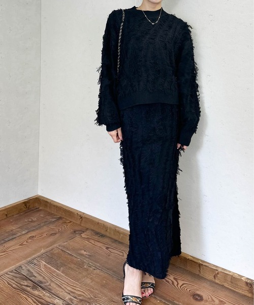 Per sist ence（パーシエンス）の「MIXフリンジニットプルオーバー（ニット/セーター・レディース・ブラウン/ベージュ系/ブラック/ネイビー/グレー・ONE SIZE）」の19枚目の写真