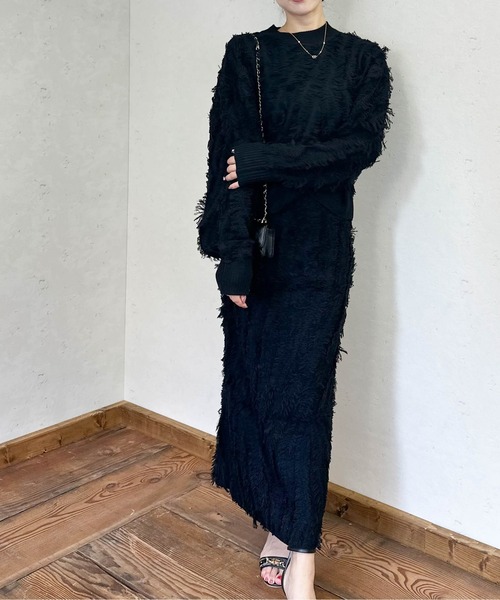 Per sist ence（パーシエンス）の「MIXフリンジニットプルオーバー（ニット/セーター・レディース・ブラウン/ベージュ系/ブラック/ネイビー/グレー・ONE SIZE）」の17枚目の写真