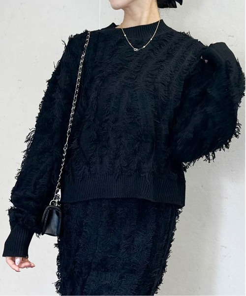 Per sist ence（パーシエンス）の「MIXフリンジニットプルオーバー（ニット/セーター・レディース・ブラウン/ベージュ系/ブラック/ネイビー/グレー・ONE SIZE）」の16枚目の写真