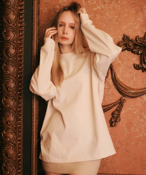 miacharme(ミアシャルム)の「ロングTシャツ(Tシャツ/カットソー・レディース・ホワイト/ブラウン・MEDIUM/LARGE)」の3枚目の写真