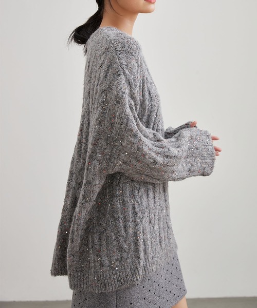 Lace Ladies(レースレディース)の「ケーブル編み カラーネップ オーバーサイズ ニット プルオーバー(ニット/セーター・レディース・ブラウン/グレー/アイボリー/グレイッシュベージュ・FREE)」の18枚目の写真