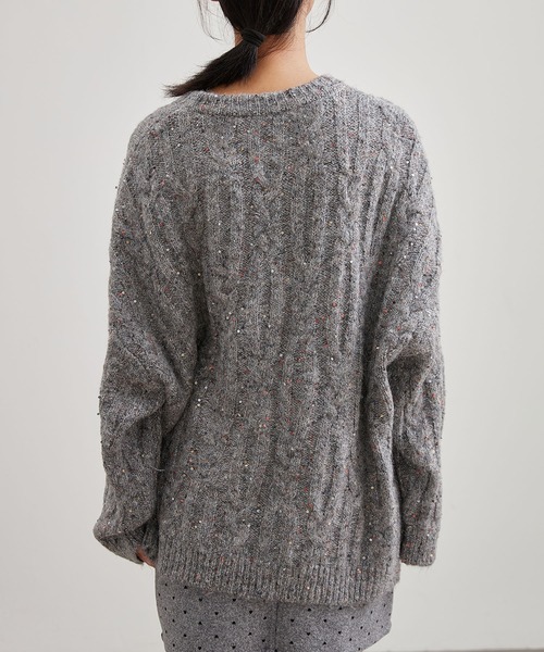 Lace Ladies(レースレディース)の「ケーブル編み カラーネップ オーバーサイズ ニット プルオーバー(ニット/セーター・レディース・ブラウン/グレー/アイボリー/グレイッシュベージュ・FREE)」の19枚目の写真