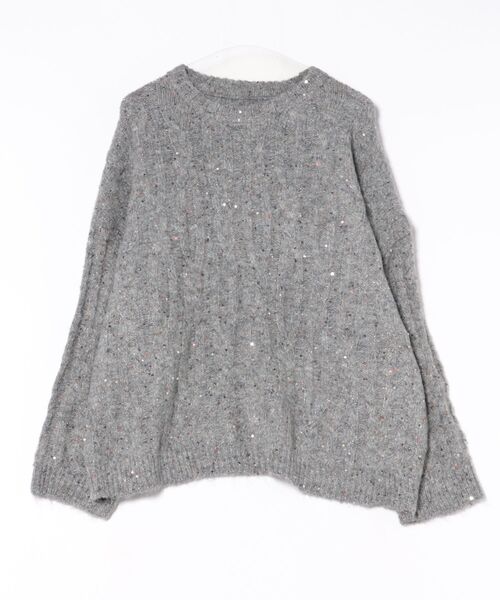 Lace Ladies(レースレディース)の「ケーブル編み カラーネップ オーバーサイズ ニット プルオーバー(ニット/セーター・レディース・ブラウン/グレー/アイボリー/グレイッシュベージュ・FREE)」の6枚目の写真