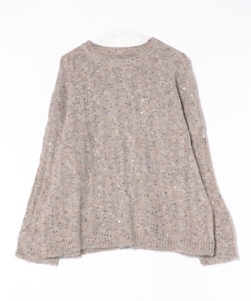 Lace Ladies(レースレディース)の「ケーブル編み カラーネップ オーバーサイズ ニット プルオーバー(ニット/セーター・レディース・ブラウン/グレー/アイボリー/グレイッシュベージュ・FREE)」の7枚目の写真