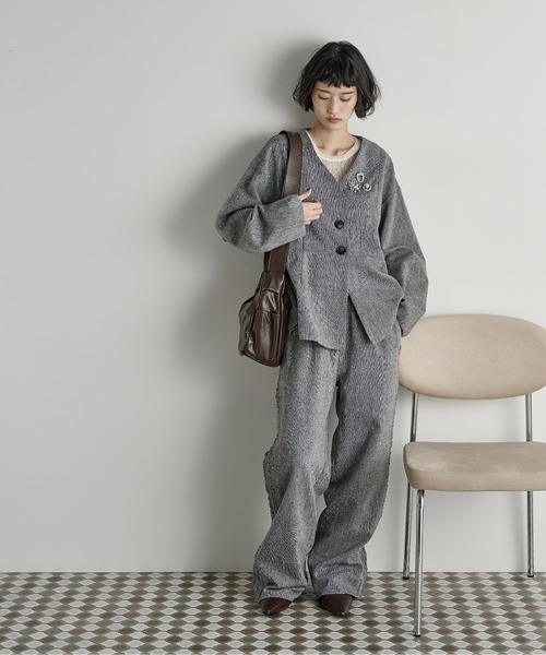 THE YOn(ザヨン)の「フリルラインツイードパンツ(その他パンツ・レディース・グレー/ブラウン・FREE)」の14枚目の写真