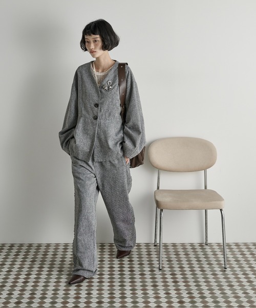 THE YOn(ザヨン)の「フリルラインツイードパンツ(その他パンツ・レディース・グレー/ブラウン・FREE)」の15枚目の写真