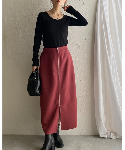 She's Closet（シーズクローゼット）の「長袖ボートネックカップ付きバックオープンカットソーリブトップス（Tシャツ/カットソー・レディース・チャコール/ブラウン/ブラック/アイボリー・FREE）」の22枚目の写真