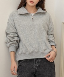DAY CLOSET | 【裏起毛/2WAY/ハーフジップ/スタンドネック】気分でアレンジできる長袖カデットカラースウェット レディース(スウェット)