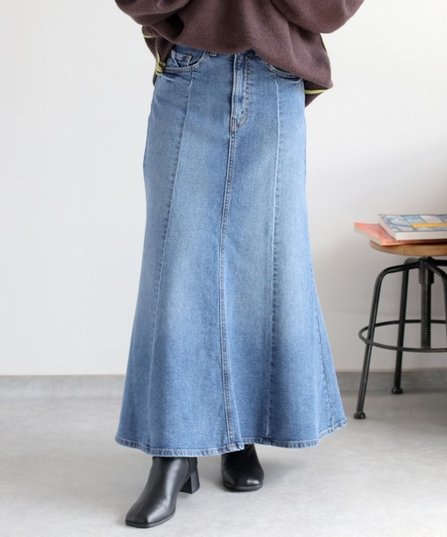 cepo（セポ）の「【美脚＆細見えシルエット♪】マーメイドデニムスカート（デニムスカート・レディース・ブルー系1/ワンウォッシュ/ブルー系2・S/M/L）」の16枚目の写真