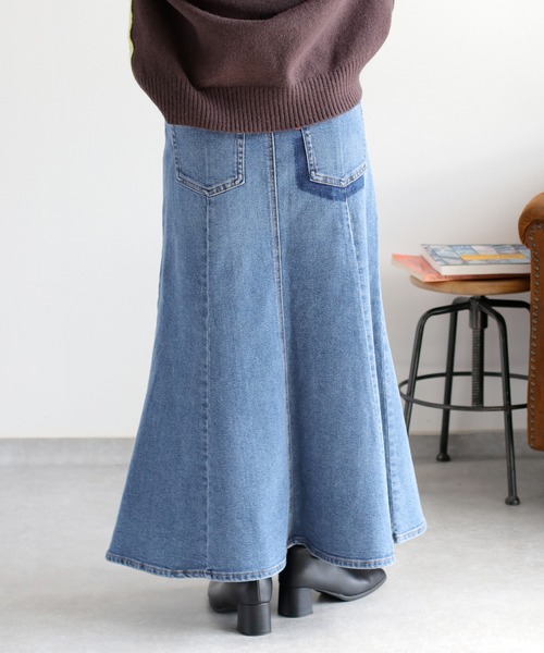 cepo（セポ）の「【美脚＆細見えシルエット♪】マーメイドデニムスカート（デニムスカート・レディース・ブルー系1/ワンウォッシュ/ブルー系2・S/M/L）」の19枚目の写真