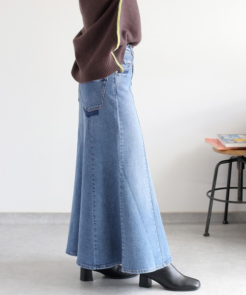 cepo（セポ）の「【美脚＆細見えシルエット♪】マーメイドデニムスカート（デニムスカート・レディース・ブルー系1/ワンウォッシュ/ブルー系2・S/M/L）」の20枚目の写真