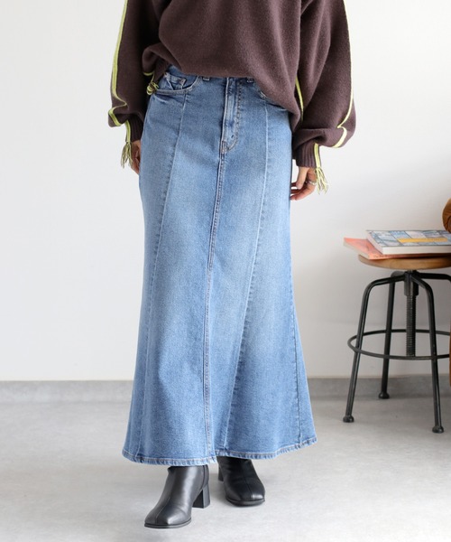 cepo（セポ）の「【美脚＆細見えシルエット♪】マーメイドデニムスカート（デニムスカート・レディース・ブルー系1/ワンウォッシュ/ブルー系2・S/M/L）」の22枚目の写真